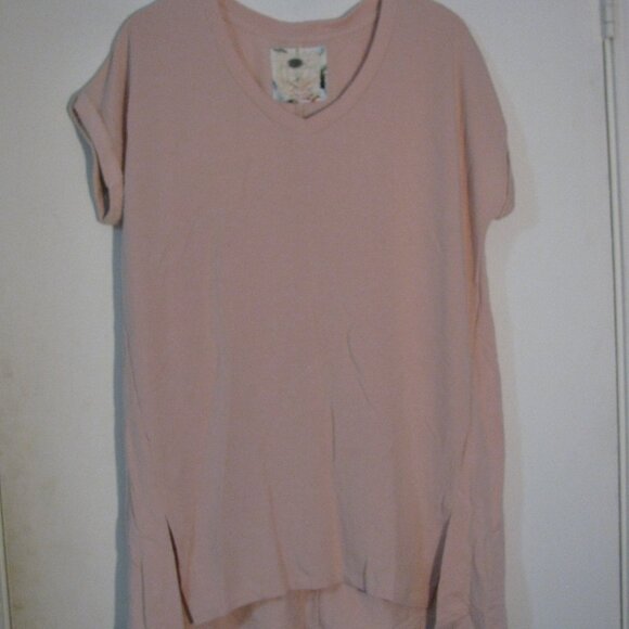 Cupio Tops - * 2/$15 Cupio Pastel Pink Blouse Medium Split High Low Hem Thick Soft Fabric